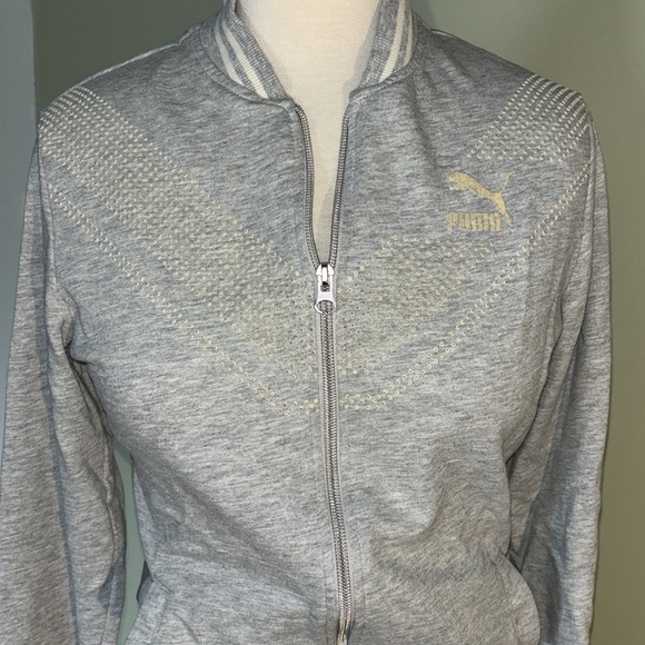 PUMA gray and white zip up in women’s small - Picture 3 of 10